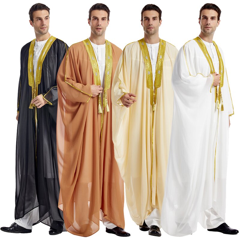 Boy Thobe - Dubai 4 Colors With Golden Ribbon Muslim Kids Eid Dress