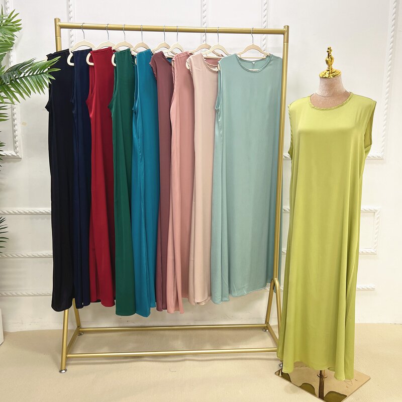 Inner Dress - Satin Sleeveless Under Abaya Slip Dress Muslim Women