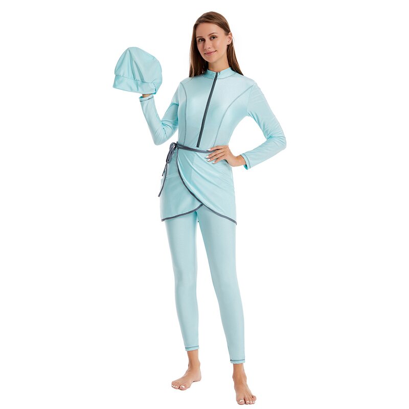 Swimwear - H1030 Three Piece Set Modest Muslim Women Swimming Clothes