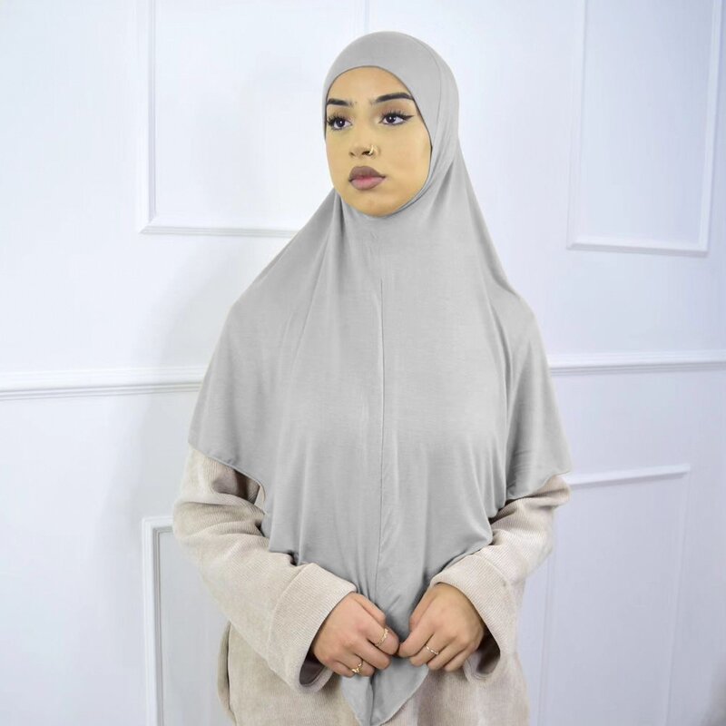 Khimar Hijab - Overhead Jersey Modal Cotton With Zipper Prayer Long Scarf