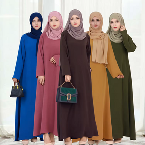 Inner Dress - Jazz Crepe Casual Modest Long Abaya Under Dress Muslim