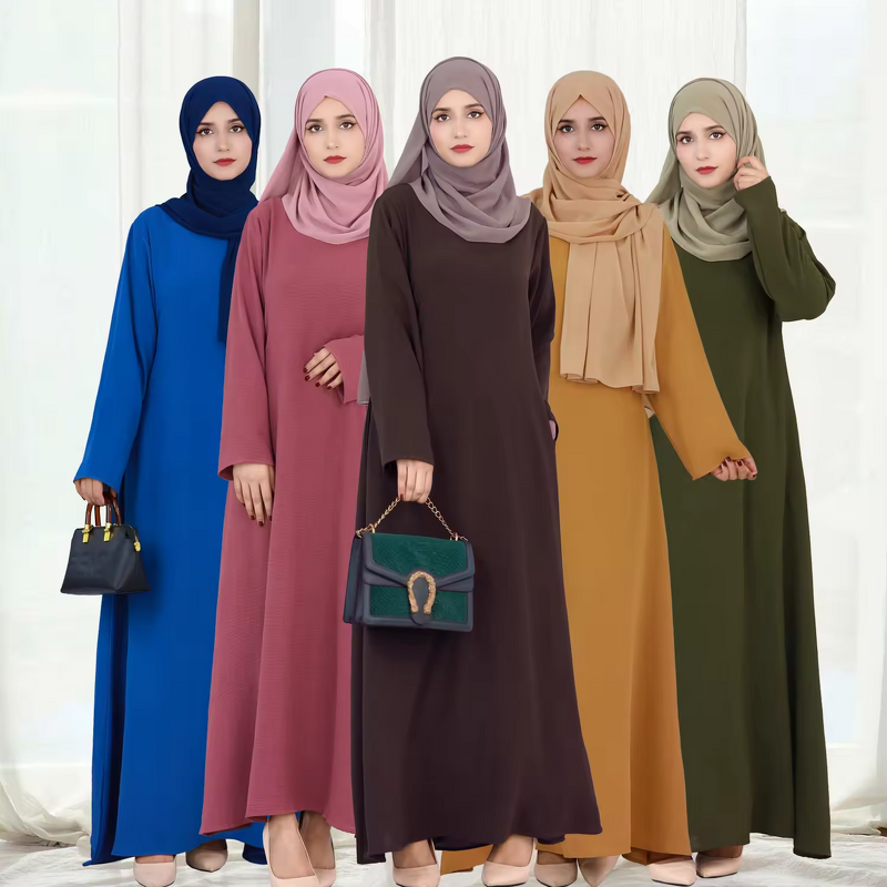 Inner Dress - Jazz Crepe Casual Modest Long Abaya Under Dress Muslim