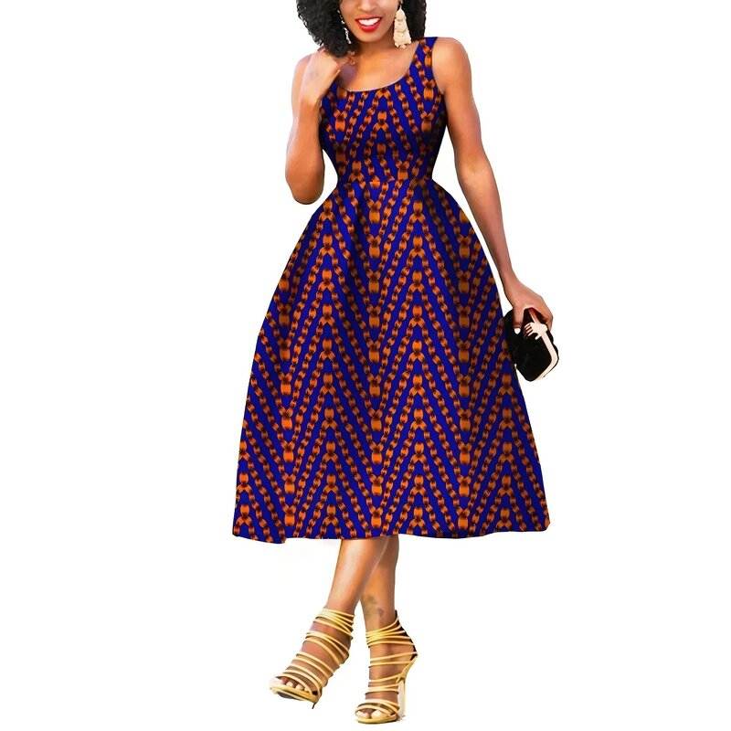 African Dress - Real Ankara Wax Cotton Batik Print Summer Women Dress