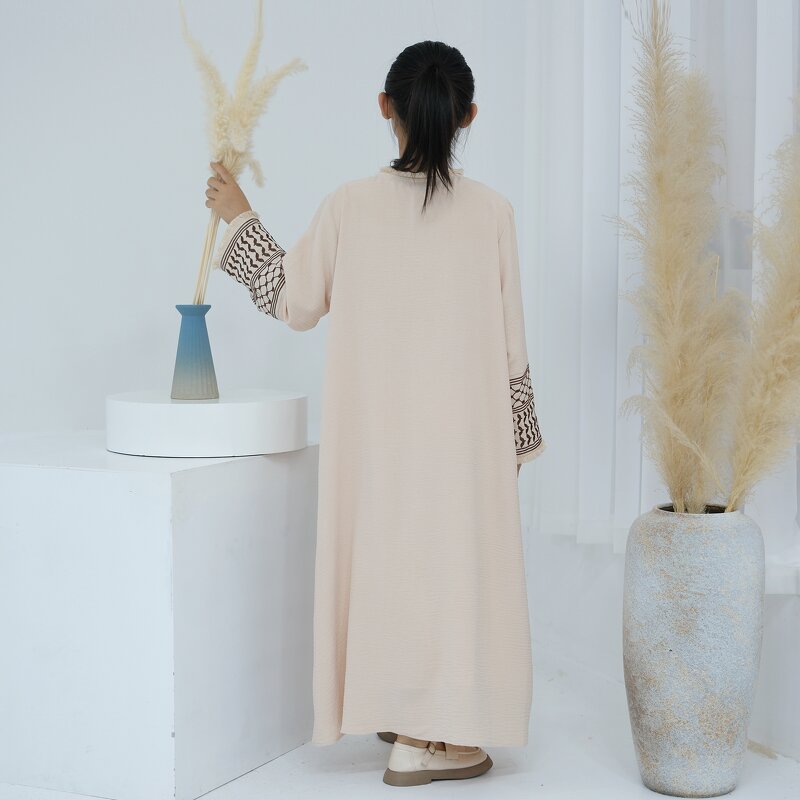 Kids Abaya - 2024 5 Colors Puff Sports Hooded Muslim Girls Children