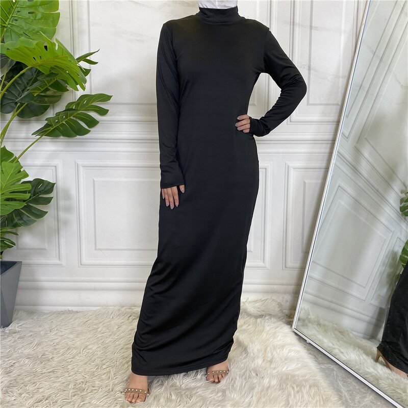 Inner Dress - 8 Colors Long Sleeve Milky Jersey Abaya Inner Dress