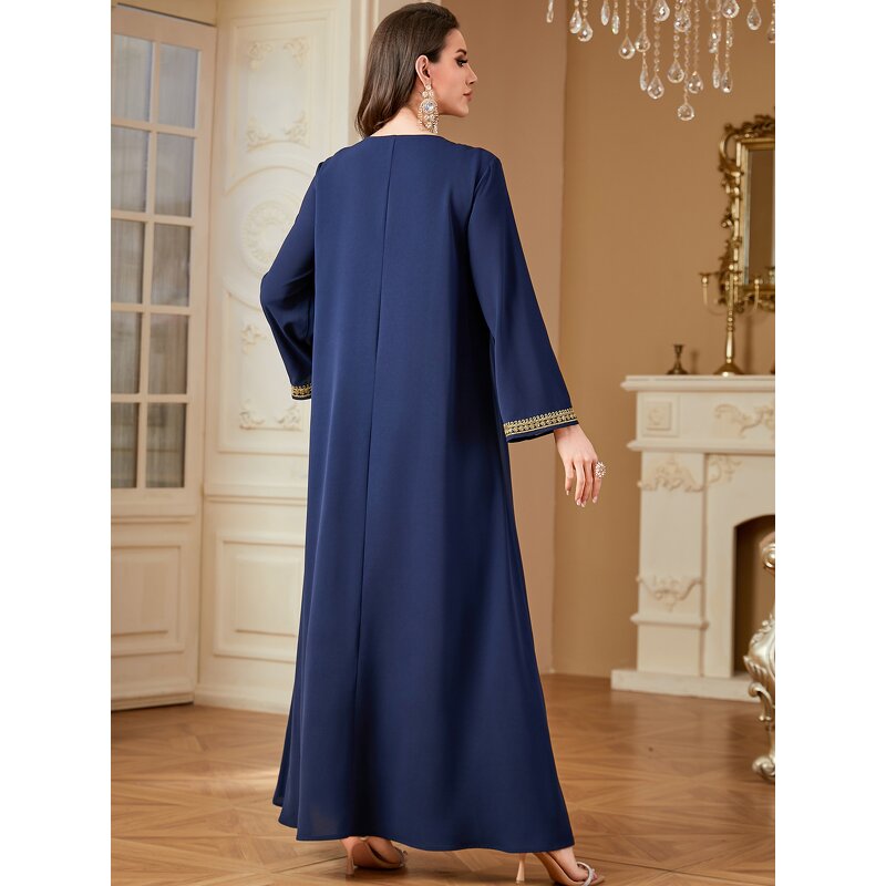 Abaya Gown - Middle Eastern Arabic Rope Embroidery Long Dubai Muslim