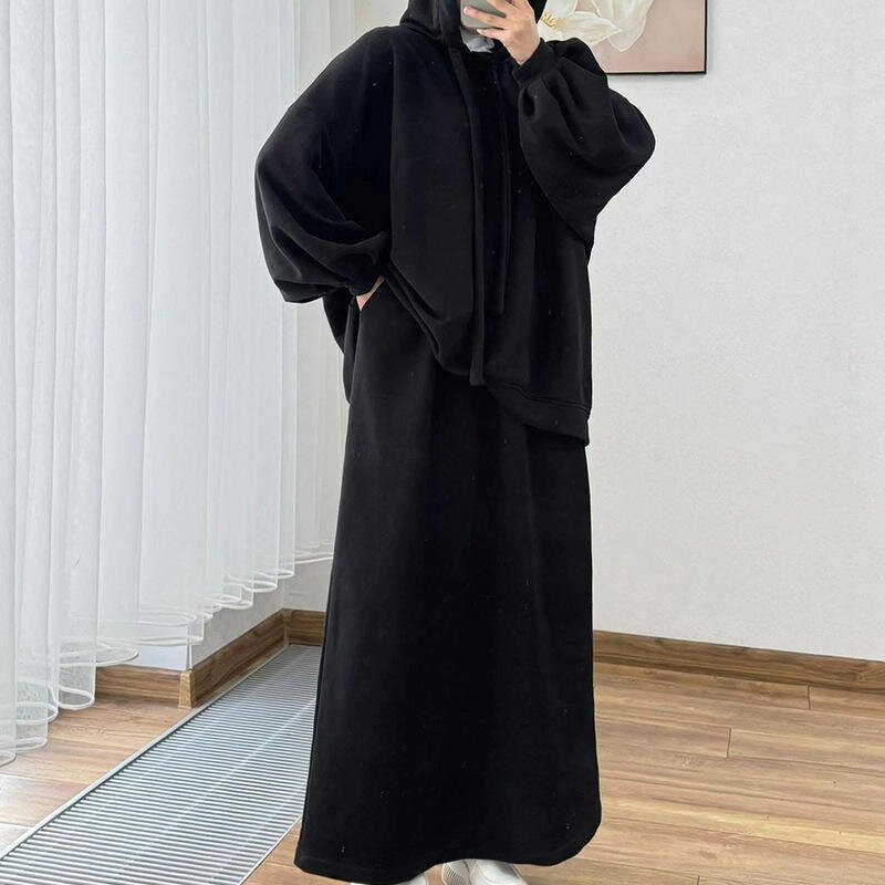 Modest Set - 8 Colors Dubai Turkey Muslim 2pcs Top Skirt Modest Outfit