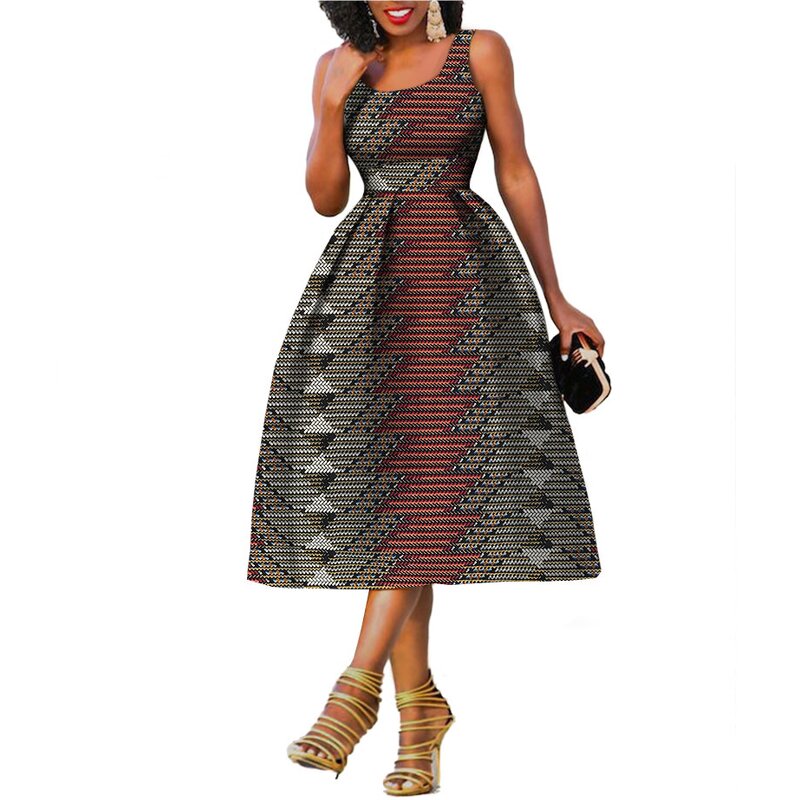 African Dress - Real Ankara Wax Cotton Batik Print Summer Women Dress