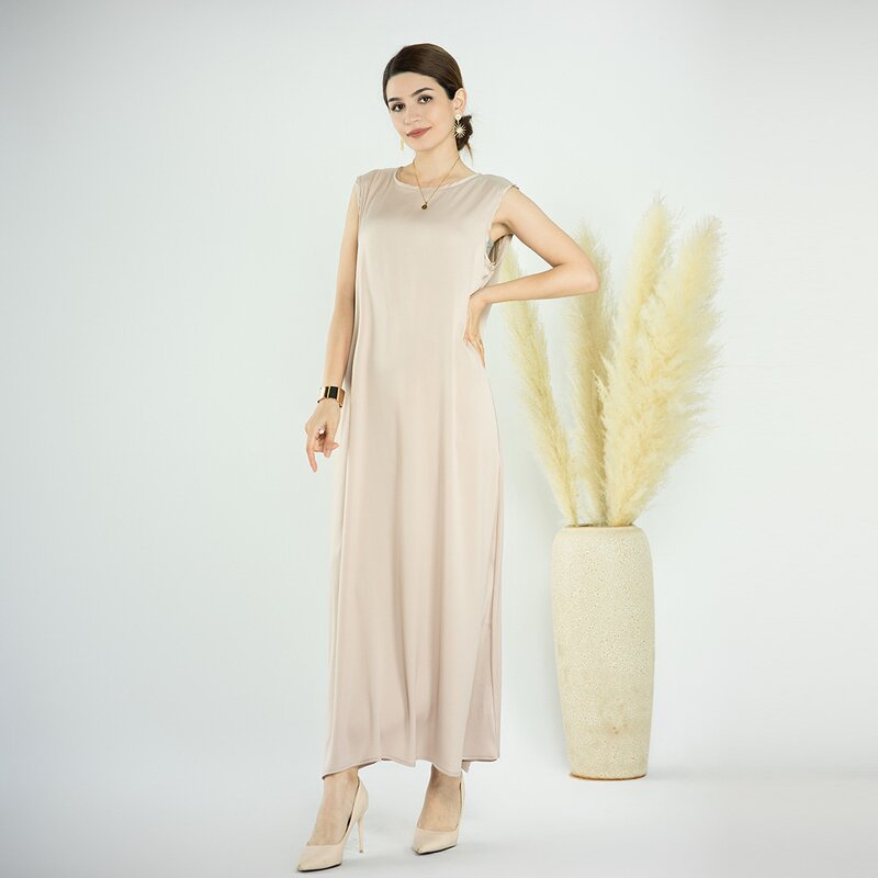 Inner Dress - Satin Sleeveless Under Abaya Slip Dress Muslim Women