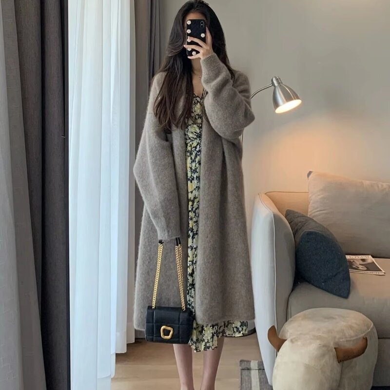 Coat - Lazy Style Long Mink Fluffy Autumn Winter Vintage Knitted