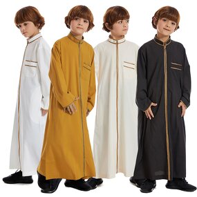 Boy Thobe - Top Quality 4 Colors Dubai Arabic Eid Embroidered Kids