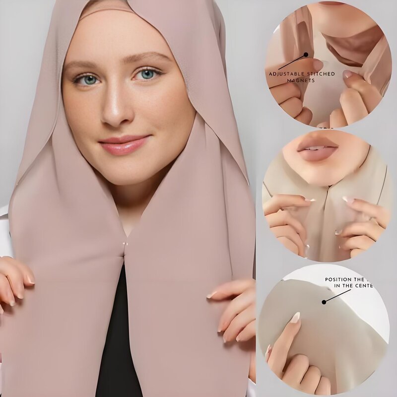 Instant Hijab - 16 Colors Chiffon Built-in Magnets Undercap Wholesale
