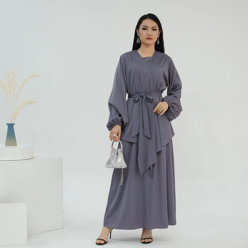 Abaya Manufacturer - 4 Colors Modern Turkish Two Piece Dubai Islamic Abaya Set