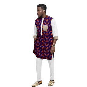 Men Wear - 100% Cotton Traditional Long Sleeve Ankara African Outfit