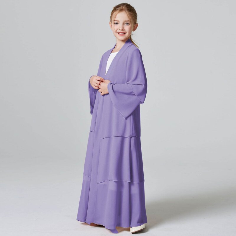 Kids Set - 2024 Black Khaki Khimar 2 Piece Abaya Girls Eid Dress