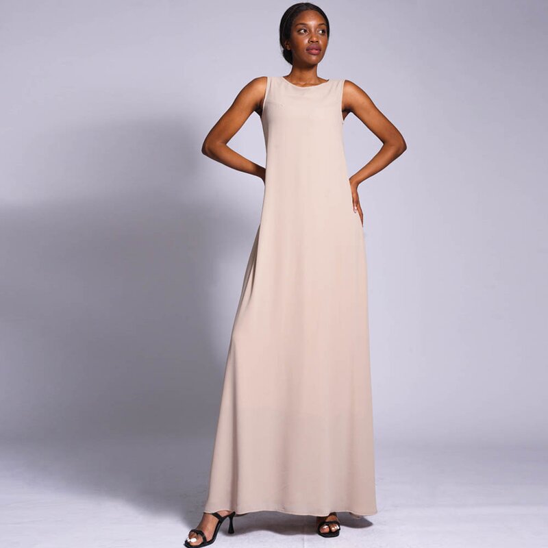 Inner Dress - Two Layer Chiffon Sleeveless Under Abaya Slip Dress