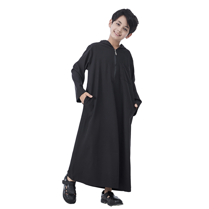 Men Thobe - Ramadan Eid Long-Sleeve Arabic Prayer Collar Cuff Robe