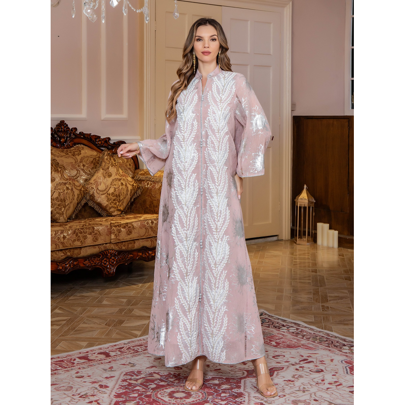 Abaya Dress - New Muslim Eid Floral Embroidery Long Middle Eastern
