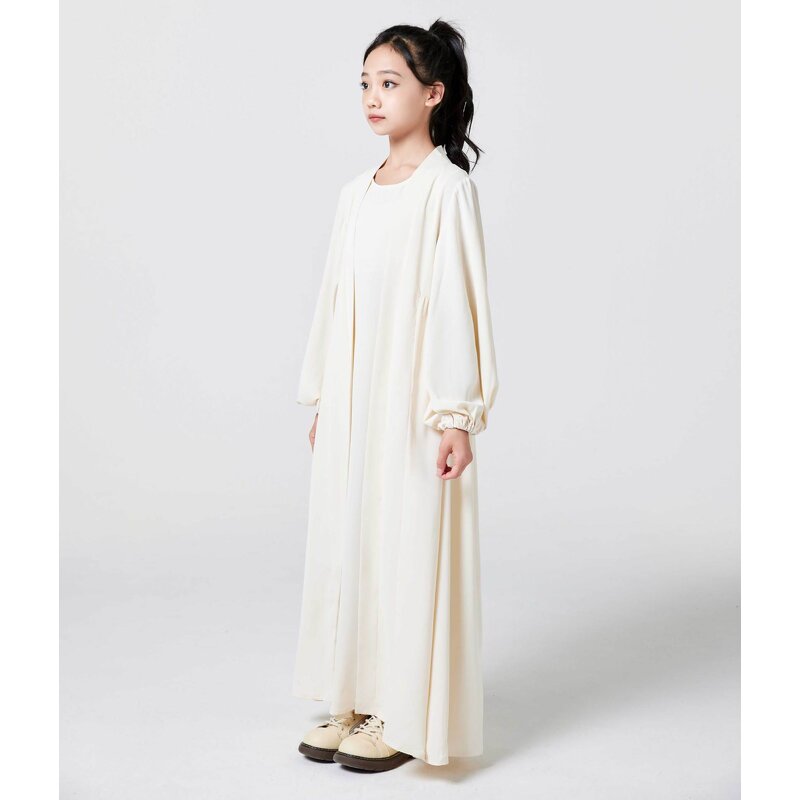 Kids Abaya - 2024 12 Colors Three Layers Chiffon Open Muslim Girls