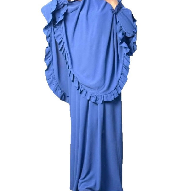 Prayer Dress - Ruffled Khimar Abaya Two-Piece Set P222 Ramadan Modest