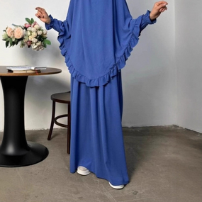 Prayer Dress - Ruffled Khimar Abaya Two-Piece Set P222 Ramadan Modest