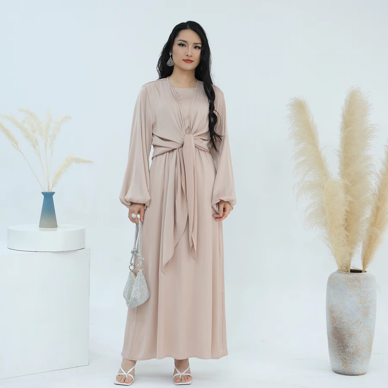 Abaya Manufacturer - 4 Colors Modern Turkish Two Piece Dubai Islamic Abaya Set