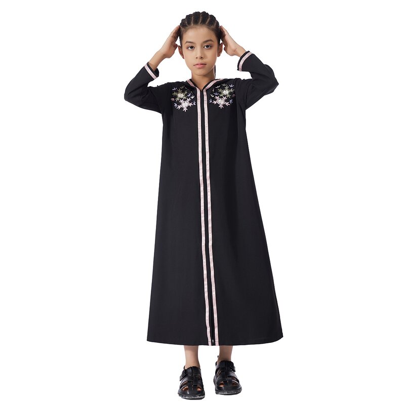 Kids Abaya - Ramadan Eid 4 Colors Knitted Stretchy Muslim Girls