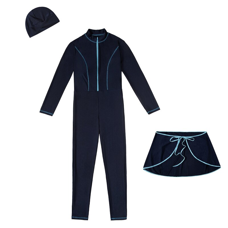Swimwear - H1030 Three Piece Set Modest Muslim Women Swimming Clothes