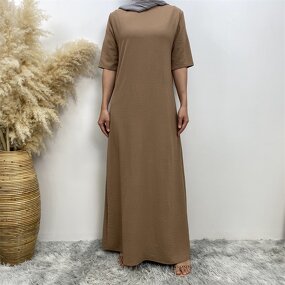 Inner Dress - 9 Colors Jazz Crepe Short Sleeves Abaya Under Slip