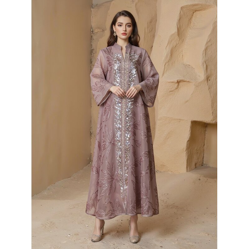 Kaftan Robe - Middle Eastern Summer Printed Sequined Long Muslim