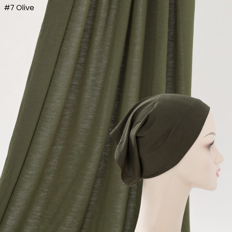 Hijab Set - Mercerized Cotton 2 Piece Long Scarf Undercap Muslim Women