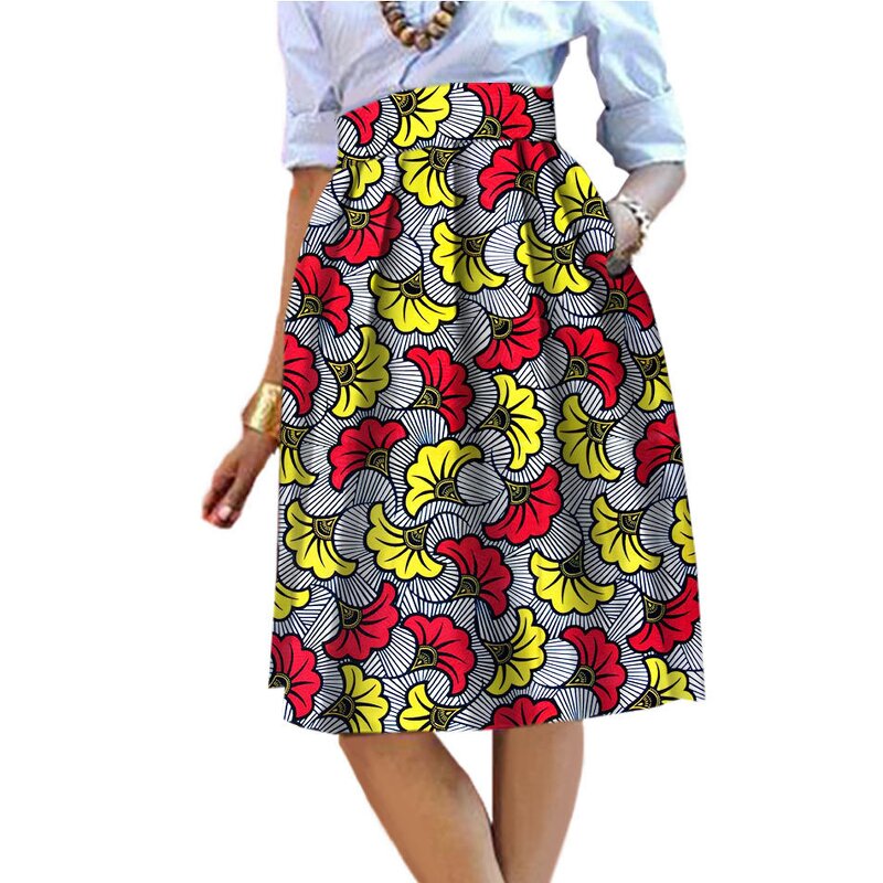 African Skirt - Hot Sale Real Ankara Wax Cotton African Women Skirts