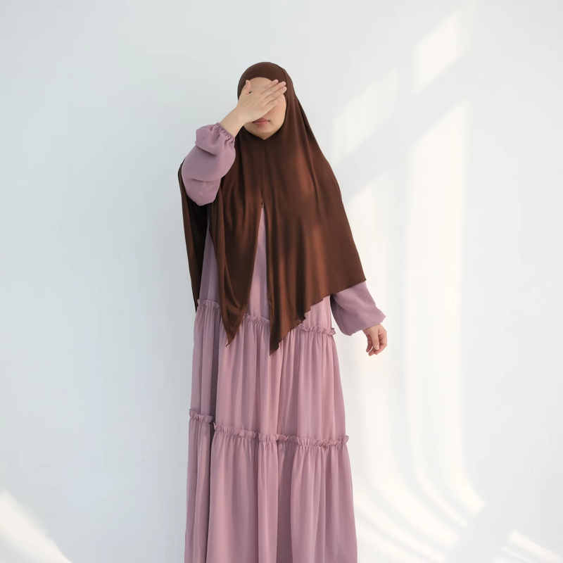 Khimar Hijab - Overhead Jersey Modal Cotton With Zipper Prayer Long Scarf