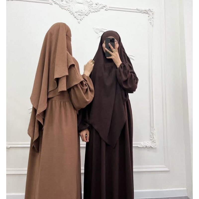 Prayer Dress - 7 Colors Khimar Abaya 2 Piece Set Saudi Arabia Dubai