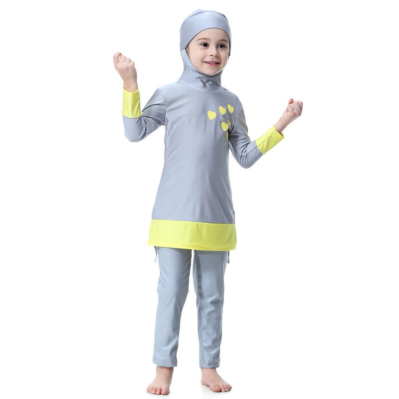 Kids Swimwear - H2008 Muslim Girls Modest Islamic Kids Swimsuit Wear