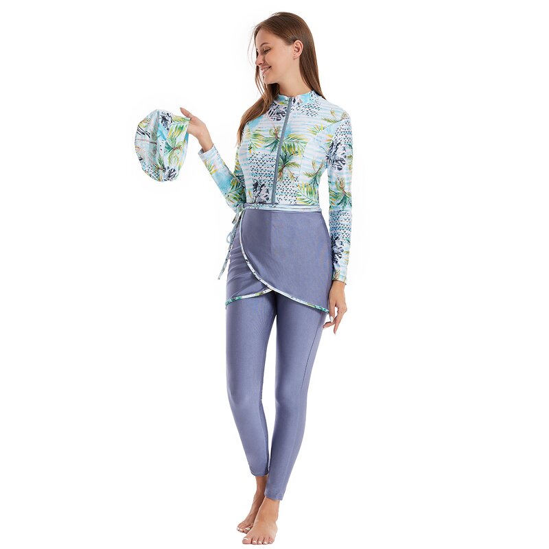 Swimwear - H1031 Three Piece Set Modest Muslim Women Swimming Clothes