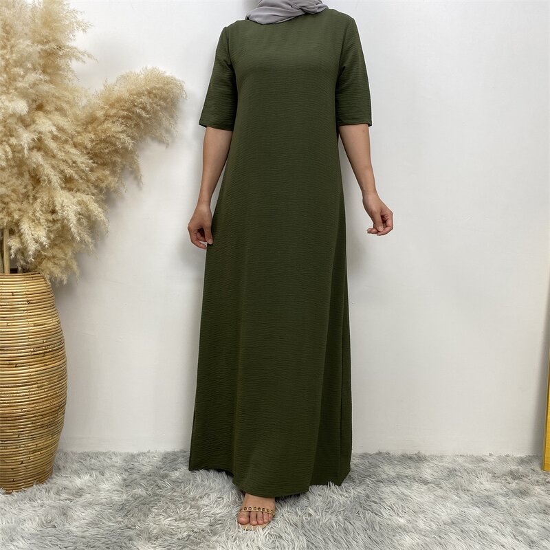 Inner Dress - 9 Colors Jazz Crepe Short Sleeves Abaya Under Slip