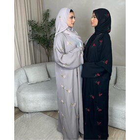 Abaya Manufacturer - Embroidered Nida Open Kimono Latest Eid Dubai Arabic