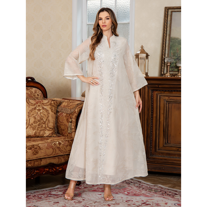 Kaftan Robe - Middle Eastern Summer Printed Sequined Long Muslim