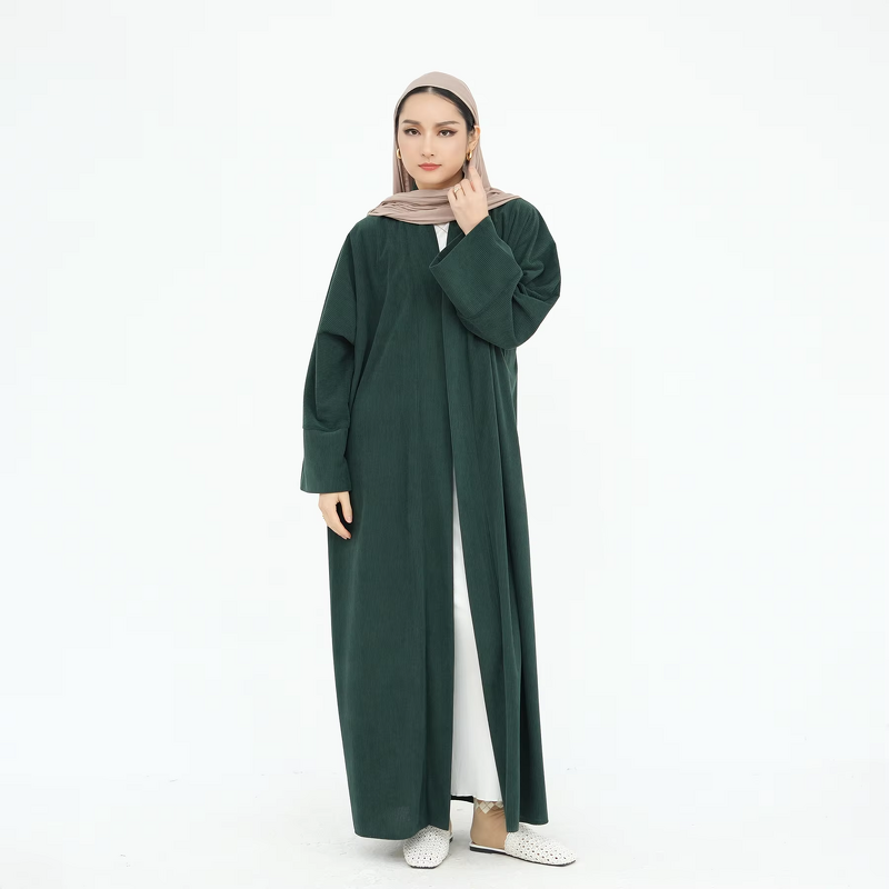 Abaya Manufacturer - 5 Colors Winter Velvet Open Islamic Long Cardigan Coat