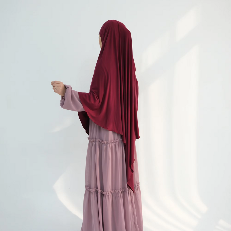 Khimar Hijab - Overhead Jersey Modal Cotton With Zipper Prayer Long Scarf