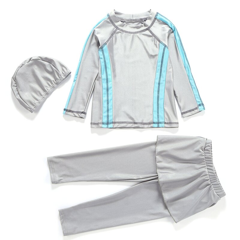 Kids Swimwear - H2011 Islamic 3 Piece Set Swimsuit Children Girls Muslim