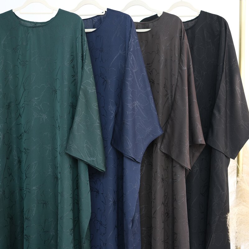 Abaya Manufacturer - 5 Colors Jacquard Fabric With Inner Waist Belt Modest Dress