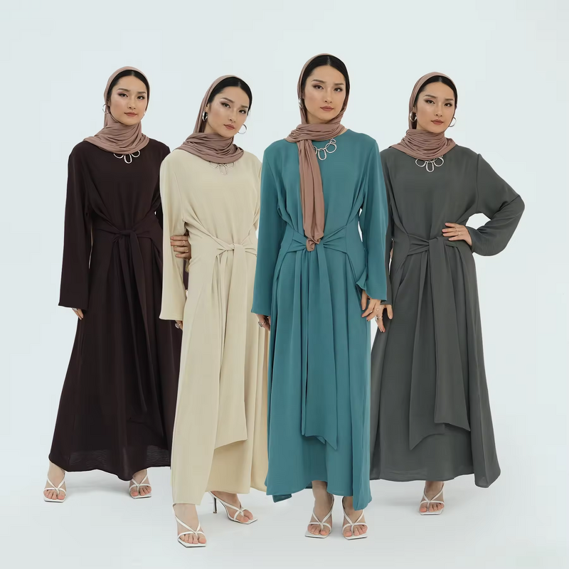 Abaya Manufacturer - 6 Colors 2024 Latest Design With Waist Wrap Islamic Clothing