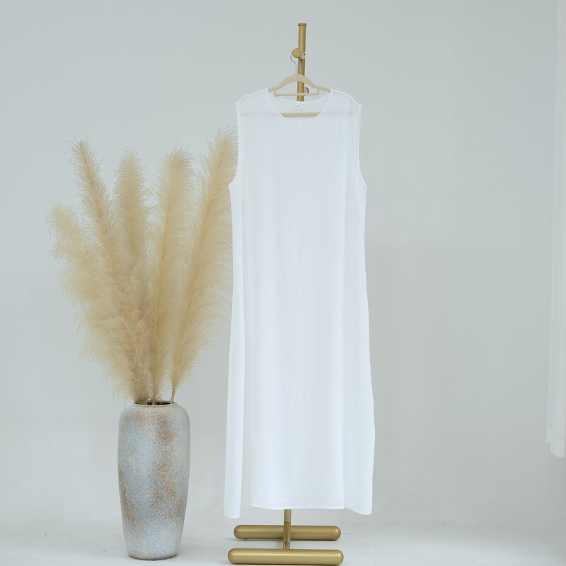 Inner Dress - 11 Colors Crinkle Fabric Abaya Under Slip Dress Muslim