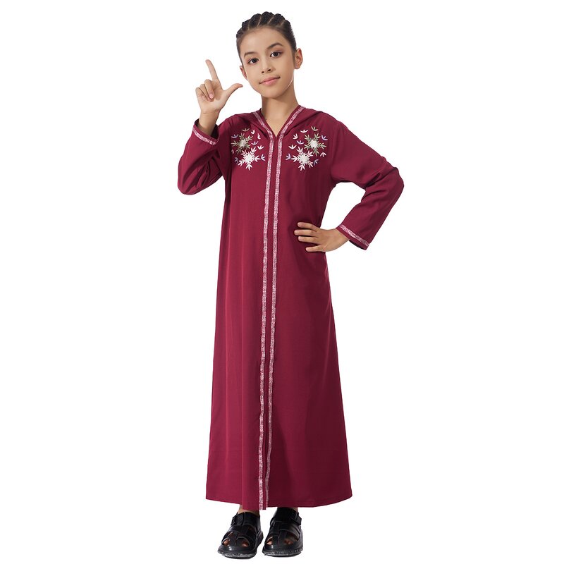 Kids Abaya - Ramadan Eid 4 Colors Knitted Stretchy Muslim Girls