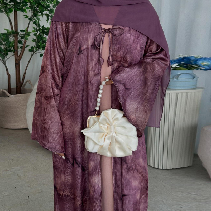 Abaya Manufacturer - Tie Dye Pleated Open Abaya Ramadan Eid Dubai Middle East