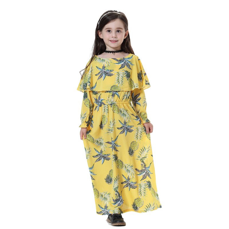 Kids Set - 2025 Black Beige Khaki Khimar Abaya 2 Piece Girls Eid