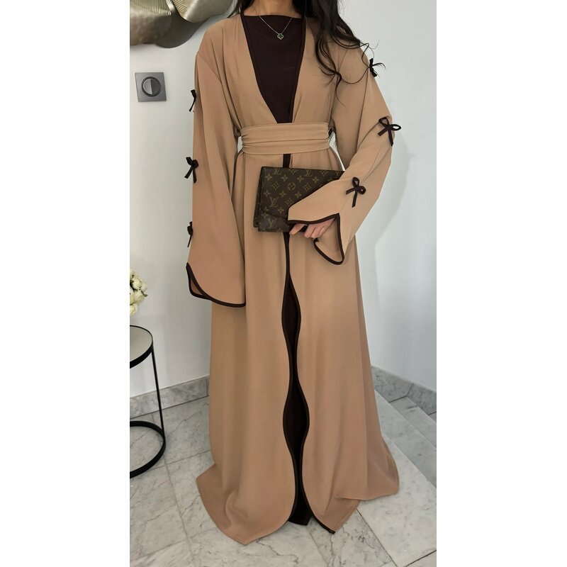 Abaya Manufacturer - 2025 Eid 5 Colors With Bows Open Abaya Latest Design