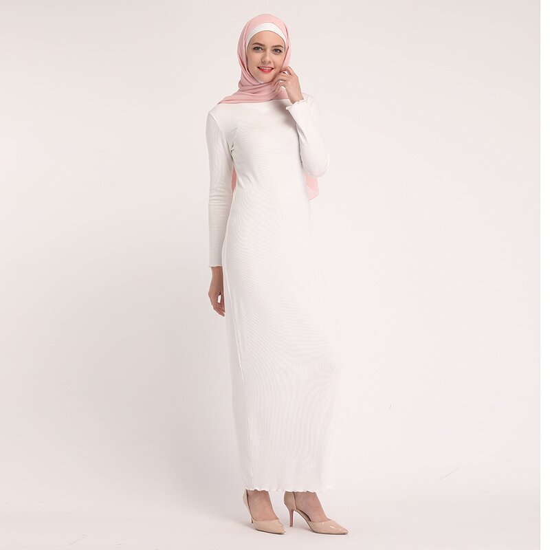 Inner Dress - White Black Khaki Jersey Plain Soft Abaya Inner Muslim